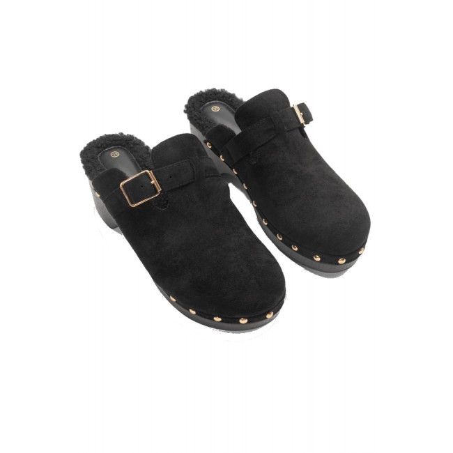 ΓΥΝΑΙΚΕΙA CLOGS ALTA MODA ΣΥΝΘΕΤΙΚΟ ΔΕΡΜΑ ΚΑΣΤΟΡΙ ΕΠΕΝΔΥΣΗ ΓΟΥΝΑΣ ΜΑΥΡΟ Τ1166-BLACK