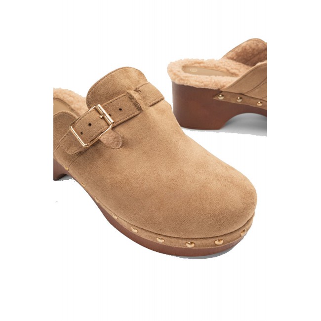 ΓΥΝΑΙΚΕΙA CLOGS ALTA MODA ΣΥΝΘΕΤΙΚΟ ΔΕΡΜΑ ΚΑΣΤΟΡΙ ΕΠΕΝΔΥΣΗ ΓΟΥΝΑΣ ΜΠΕΖ Τ1166-BEIGE