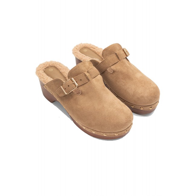 ΓΥΝΑΙΚΕΙA CLOGS ALTA MODA ΣΥΝΘΕΤΙΚΟ ΔΕΡΜΑ ΚΑΣΤΟΡΙ ΕΠΕΝΔΥΣΗ ΓΟΥΝΑΣ ΜΠΕΖ Τ1166-BEIGE
