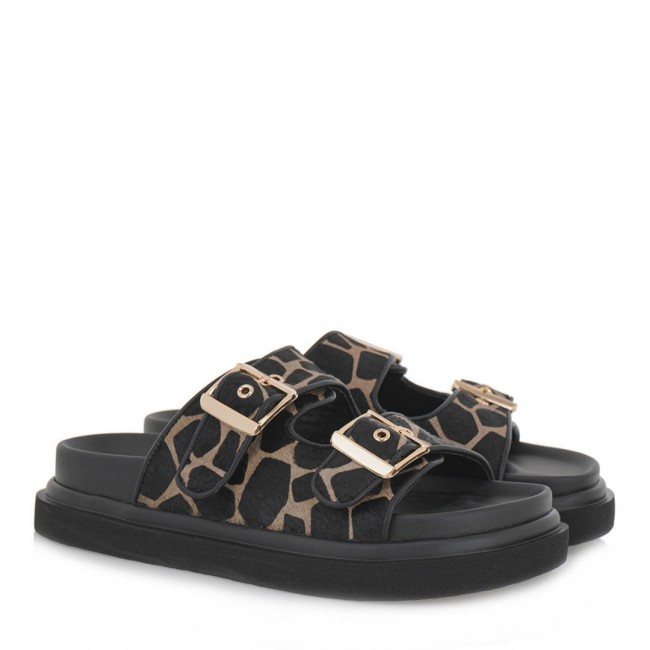 ΓΥΝΑΙΚΕΙΟ FLATFORM ΠΕΔΙΛΟ EXE ΔΕΡΜΑ ΜΑΥΡΟ GIRAFFE ΠΟΝΥ ΧΡΥΣΗ ΤΟΚΑ  U403R23228C6
