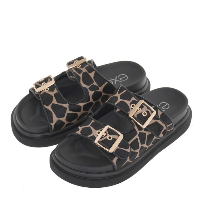 ΓΥΝΑΙΚΕΙΟ FLATFORM ΠΕΔΙΛΟ EXE ΔΕΡΜΑ ΜΑΥΡΟ GIRAFFE ΠΟΝΥ ΧΡΥΣΗ ΤΟΚΑ  U403R23228C6