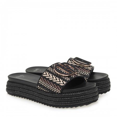 ΓΥΝΑΙΚΕΙΑ FLATFORMS EXE ΨΑΘΑ ΣΥΝΘΕΤΙΚΟ OFF WHITE ΜΑΥΡΟ U421A22334J1