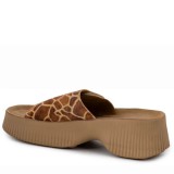 ΓΥΝΑΙΚΕΙΟ FLAT ΑΝΑΤΟΜΙΚΟ ΠΕΔΙΛΟ FANTASY SANDALS ΔΕΡΜΑ ΤΑΜΠΑ GIRAFFE ΚΑΦΕ S2101-GIRAFFE