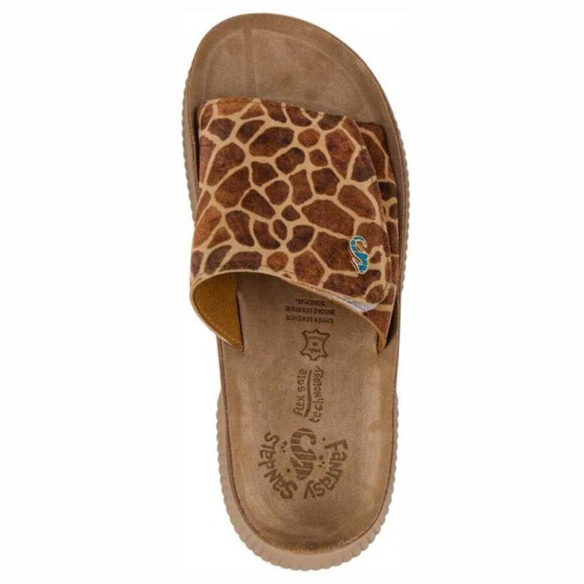 ΓΥΝΑΙΚΕΙΟ FLAT ΑΝΑΤΟΜΙΚΟ ΠΕΔΙΛΟ FANTASY SANDALS ΔΕΡΜΑ ΤΑΜΠΑ GIRAFFE ΚΑΦΕ S2101-GIRAFFE