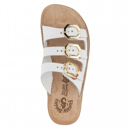 ΓΥΝΑΙΚΕΙΟ FLAT ΑΝΑΤΟΜΙΚΟ ΠΕΔΙΛΟ FANTASY SANDALS LEONI ΔΕΡΜΑ ΛΕΥΚΟ S344-WHITE