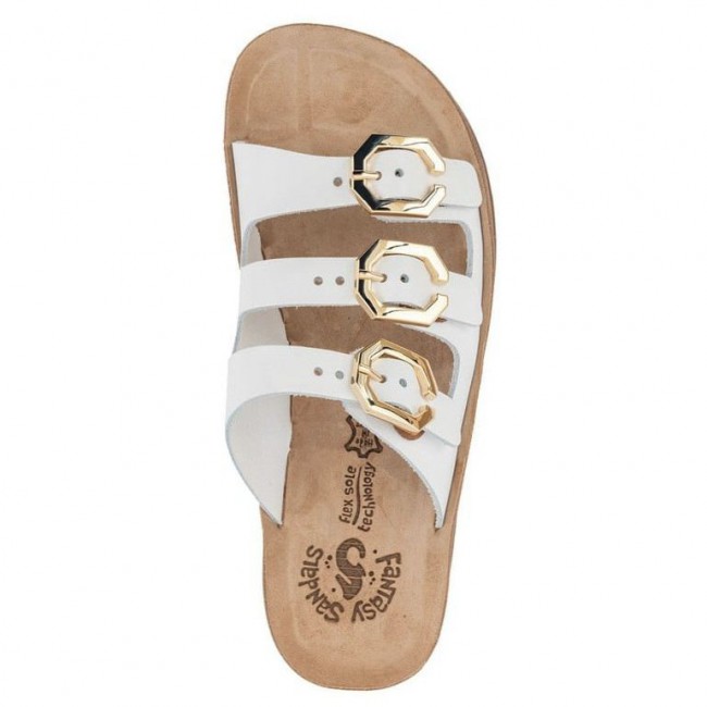 ΓΥΝΑΙΚΕΙΟ FLAT ΑΝΑΤΟΜΙΚΟ ΠΕΔΙΛΟ FANTASY SANDALS LEONI ΔΕΡΜΑ ΛΕΥΚΟ S310-WHITE