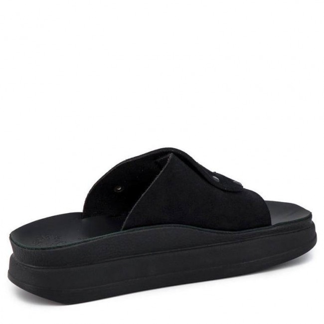 ΓΥΝΑΙΚΕΙΟ FLAT ΑΝΑΤΟΜΙΚΟ ΠΕΔΙΛΟ FANTASY SANDALS MARGOT ΔΕΡΜΑ ΚΑΣΤΟΡΙ ΜΑΥΡΟ S1104-BLACK