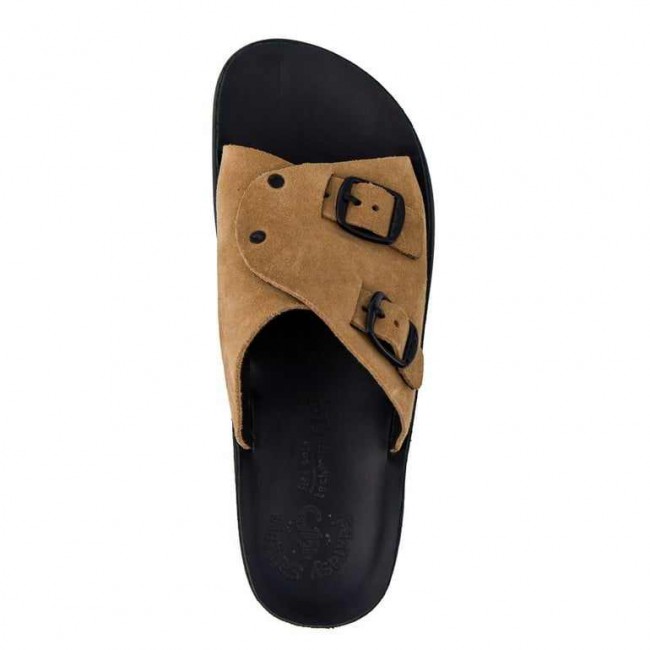 ΓΥΝΑΙΚΕΙΟ FLAT ΑΝΑΤΟΜΙΚΟ ΠΕΔΙΛΟ FANTASY SANDALS MARGOT ΔΕΡΜΑ ΚΑΦΕ ΤΑΜΠΑ S1104-CASTANO