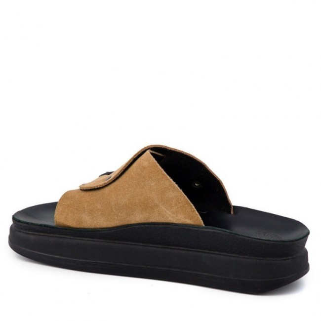 ΓΥΝΑΙΚΕΙΟ FLAT ΑΝΑΤΟΜΙΚΟ ΠΕΔΙΛΟ FANTASY SANDALS MARGOT ΔΕΡΜΑ ΚΑΦΕ ΤΑΜΠΑ S1104-CASTANO