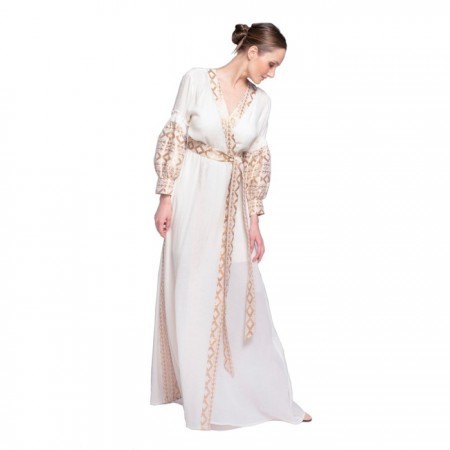 Γυναικείο φόρεμα Lace Μπέζ-Χρυσό M-2948