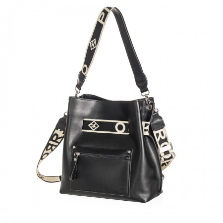 ΓΥΝΑΙΚΕΙΑ ΤΣΑΝΤΑ ΩΜΟΥ ΧΙΑΣΤΙ PIERRO ACCESSORIES URBAN STRAP COLLECTION ΟΙΚΟΛΟΓΙΚΟ ΔΕΡΜΑ ΜΑΥΡΟ  90901LR01