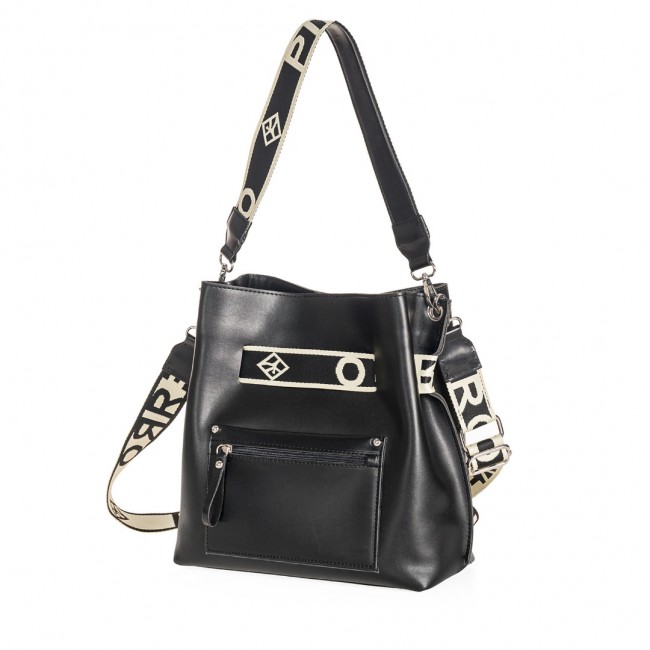 ΓΥΝΑΙΚΕΙΑ ΤΣΑΝΤΑ ΩΜΟΥ ΧΙΑΣΤΙ PIERRO ACCESSORIES URBAN STRAP COLLECTION ΟΙΚΟΛΟΓΙΚΟ ΔΕΡΜΑ ΜΑΥΡΟ  90901LR01