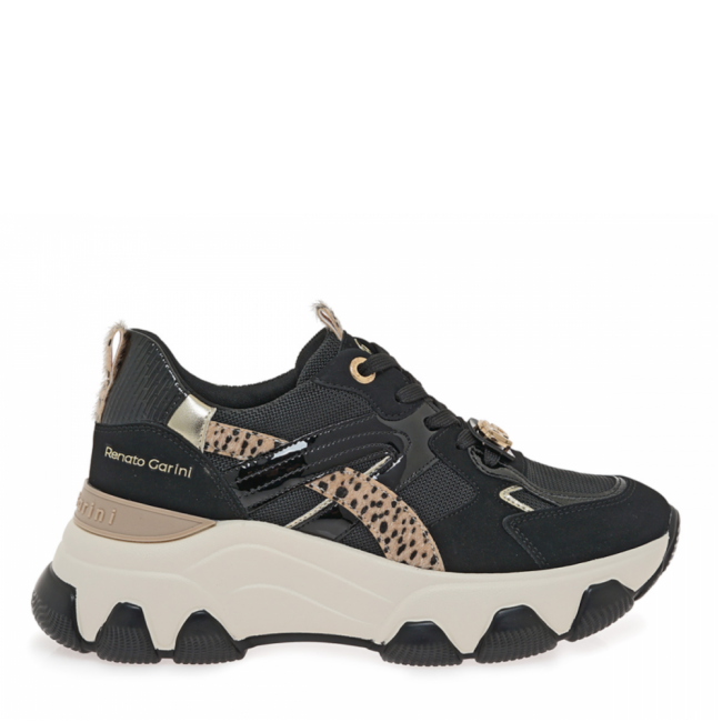ΓΥΝΑΙΚΕΙΟ SNEAKER RENATO GARINI ΣΥΝΘΕΤΙΚΟ ΔΕΡΜΑ ΜΑΥΡΟ NUBUCK ΛΕΟΠΑΡ ΠΟΝΥ V119R81032R5