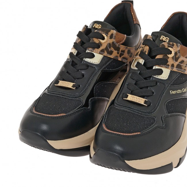 ΓΥΝΑΙΚΕΙΟ SNEAKER RENATO GARINI ΣΥΝΘΕΤΙΚΟ ΔΕΡΜΑ ΜΑΥΡΟ ΛΕΟΠΑΡ ΜΠΡΟΝΖΕ V119R16440T7