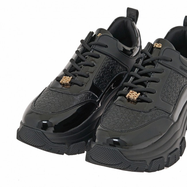 ΓΥΝΑΙΚΕΙΟ SNEAKER RENATO GARINI ΣΥΝΘΕΤΙΚΟ ΔΕΡΜΑ ΜΑΥΡΟ ΒΕΡΝΙ ΜΑΥΡΟ ΣΤΑΜΠΑ V119R2933B45