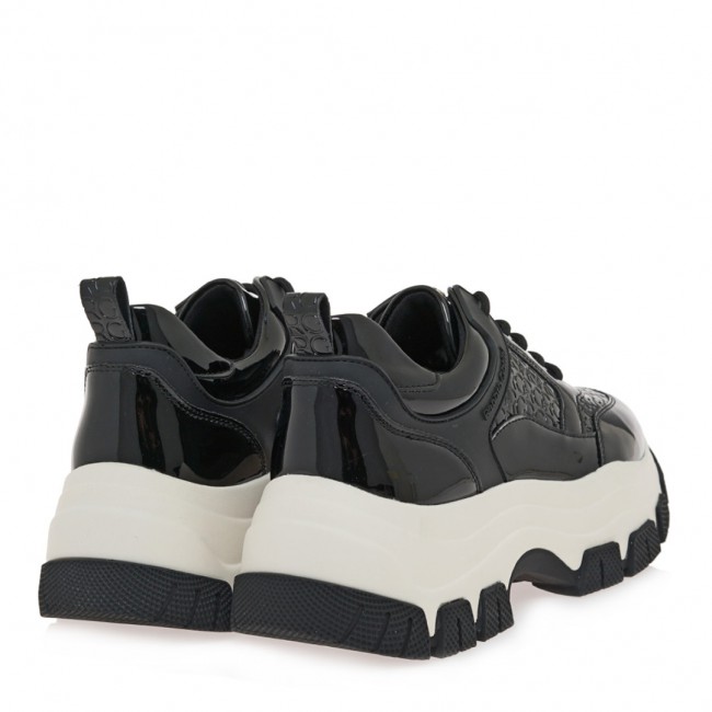 ΓΥΝΑΙΚΕΙΟ SNEAKER RENATO GARINI ΣΥΝΘΕΤΙΚΟ ΔΕΡΜΑ ΜΑΥΡΟ ΒΕΡΝΙ ΣΤΑΜΠΑ  V119R2933N47