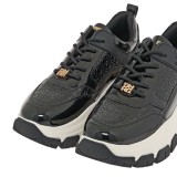 ΓΥΝΑΙΚΕΙΟ SNEAKER RENATO GARINI ΣΥΝΘΕΤΙΚΟ ΔΕΡΜΑ ΜΑΥΡΟ ΒΕΡΝΙ ΣΤΑΜΠΑ  V119R2933N47