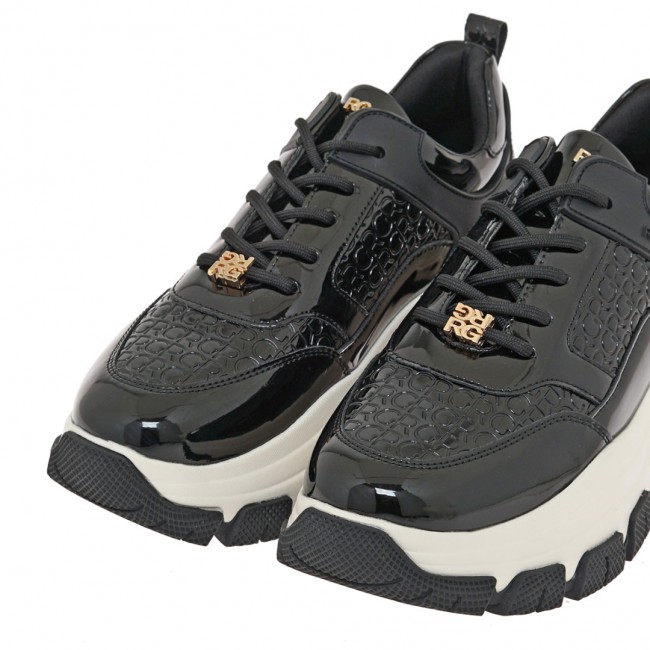 ΓΥΝΑΙΚΕΙΟ SNEAKER RENATO GARINI ΣΥΝΘΕΤΙΚΟ ΔΕΡΜΑ ΜΑΥΡΟ ΒΕΡΝΙ ΣΤΑΜΠΑ  V119R2933N47