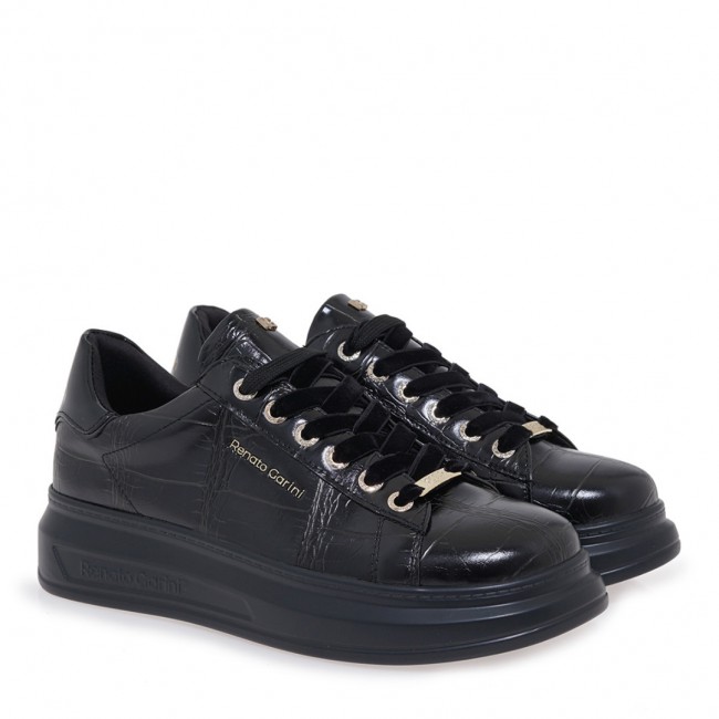ΓΥΝΑΙΚΕΙΟ SNEAKER RENATO GARINI ΣΥΝΘΕΤΙΚΟ ΔΕΡΜΑ ΜΑΥΡΟ ΚΡΟΚΟ ΚΑΦΕ V119R4582A76