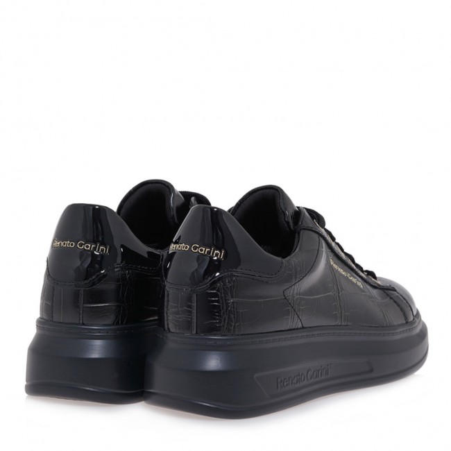 ΓΥΝΑΙΚΕΙΟ SNEAKER RENATO GARINI ΣΥΝΘΕΤΙΚΟ ΔΕΡΜΑ ΜΑΥΡΟ ΚΡΟΚΟ ΚΑΦΕ V119R4582A76