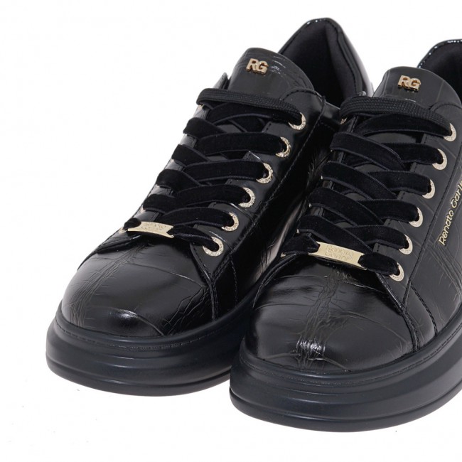 ΓΥΝΑΙΚΕΙΟ SNEAKER RENATO GARINI ΣΥΝΘΕΤΙΚΟ ΔΕΡΜΑ ΜΑΥΡΟ ΚΡΟΚΟ ΚΑΦΕ V119R4582A76