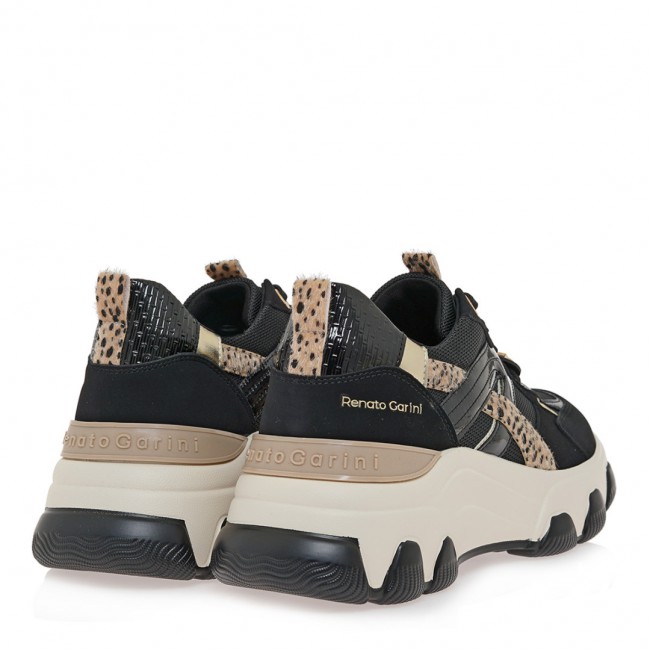 ΓΥΝΑΙΚΕΙΟ SNEAKER RENATO GARINI ΣΥΝΘΕΤΙΚΟ ΔΕΡΜΑ ΜΑΥΡΟ NUBUCK ΛΕΟΠΑΡ ΠΟΝΥ V119R81032R5