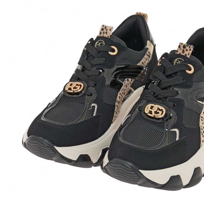 ΓΥΝΑΙΚΕΙΟ SNEAKER RENATO GARINI ΣΥΝΘΕΤΙΚΟ ΔΕΡΜΑ ΜΑΥΡΟ NUBUCK ΛΕΟΠΑΡ ΠΟΝΥ V119R81032R5