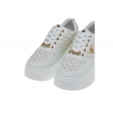 ΓΥΝΑΙΚΕΙΟ SNEAKER RENATO GARINI ΣΥΝΘΕΤΙΚΟ ΔΕΡΜΑ ΛΕΥΚΟ ΠΛΑΤΙΝΑ ΣΤΑΜΠΑ ΠΕΤΡΕΣ U119R555308E