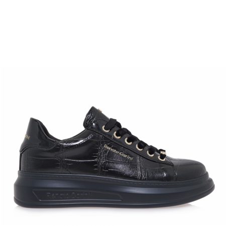 ΓΥΝΑΙΚΕΙΟ SNEAKER RENATO GARINI ΣΥΝΘΕΤΙΚΟ ΔΕΡΜΑ ΜΑΥΡΟ ΚΡΟΚΟ ΚΑΦΕ V119R4582A76