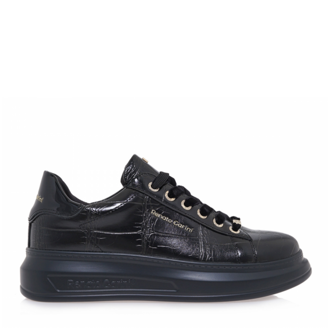 ΓΥΝΑΙΚΕΙΟ SNEAKER RENATO GARINI ΣΥΝΘΕΤΙΚΟ ΔΕΡΜΑ ΜΑΥΡΟ ΚΡΟΚΟ ΚΑΦΕ V119R4582A76