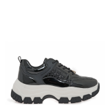 ΓΥΝΑΙΚΕΙΟ SNEAKER RENATO GARINI ΣΥΝΘΕΤΙΚΟ ΔΕΡΜΑ ΜΑΥΡΟ ΒΕΡΝΙ ΣΤΑΜΠΑ  V119R2933N47