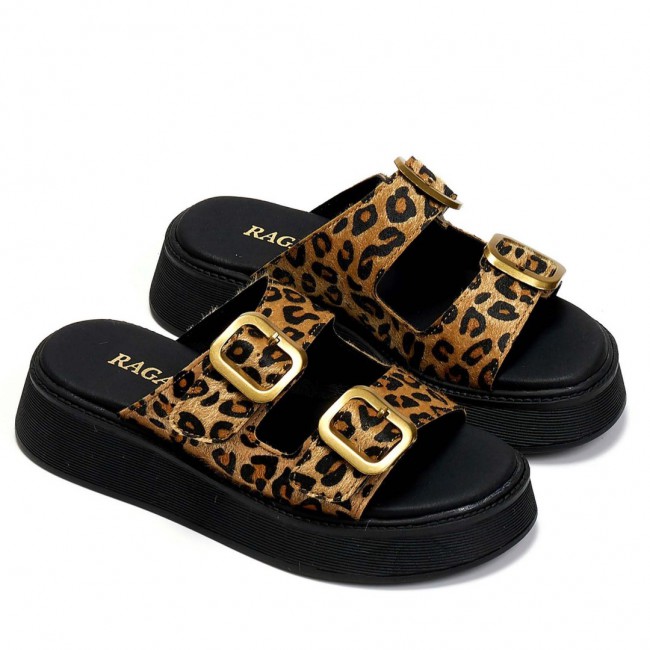 ΓΥΝΑΙΚΕΙΟ FLAT ANATOMIKO ΣΑΝΔΑΛΙ RAGAZZA ΔΕΡΜΑ PONYSKIN ΛΕΟΠΑΡ 01020-LEOPARD