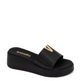 ΓΥΝΑΙΚΕΙA FLATFORMS RAGAZZA ΔΕΡΜΑ ΜΑΥΡΟ ΧΡΥΣΗ ΑΓΚΡΑΦΑ 01152-BLACK