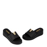 ΓΥΝΑΙΚΕΙA FLATFORMS RAGAZZA ΔΕΡΜΑ ΜΑΥΡΟ ΧΡΥΣΗ ΑΓΚΡΑΦΑ 01152-BLACK