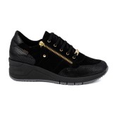 ΓΥΝΑΙΚΕΙΟ SNEAKER RAGAZZA ΣΥΝΘΕΤΙΚΟ ΥΦΑΣΜΑ ΜΑΥΡΟ ΦΙΔΙ 0326 BLACK