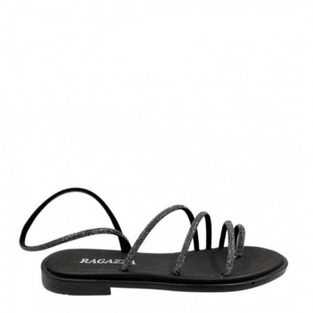 ΓΥΝΑΙΚΕΙΟ FLAT ΠΕΔΙΛΟ RAGAZZA ΔΕΡΜΑ ΜΑΥΡΟ ΣΤΡΑΣ 01122-BLACK