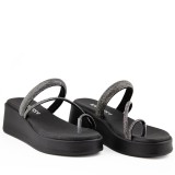 ΓΥΝΑΙΚΕΙΟ FLATFORM ΠΕΔΙΛΟ RAGAZZA ΔΕΡΜΑ ΜΑΥΡΟ ΑΣΗΜΙ ΣΤΡΑΣ 01130-BLACK