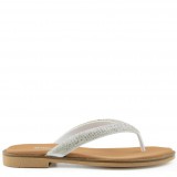 ΓΥΝΑΙΚΕΙΟ FLAT ΠΕΔΙΛΟ RAGAZZA ΔΕΡΜΑ ΑΣΗΜΙ ΣΤΡΑΣ 01123-SILVER