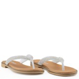 ΓΥΝΑΙΚΕΙΟ FLAT ΠΕΔΙΛΟ RAGAZZA ΔΕΡΜΑ ΑΣΗΜΙ ΣΤΡΑΣ 01123-SILVER