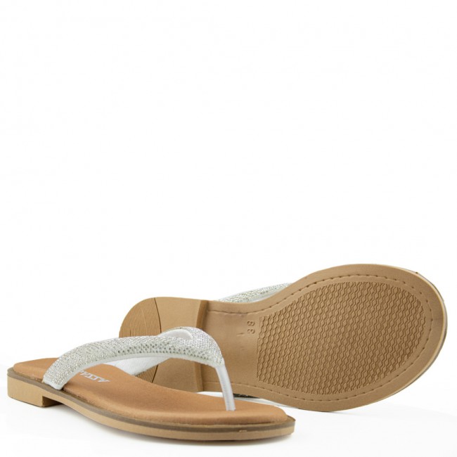 ΓΥΝΑΙΚΕΙΟ FLAT ΠΕΔΙΛΟ RAGAZZA ΔΕΡΜΑ ΑΣΗΜΙ ΣΤΡΑΣ 01123-SILVER