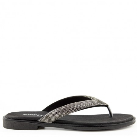ΓΥΝΑΙΚΕΙΟ FLAT ΠΕΔΙΛΟ RAGAZZA ΔΕΡΜΑ ΜΑΥΡΟ ΣΤΡΑΣ 01123-BLACK