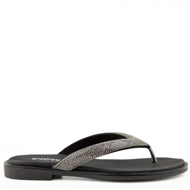 ΓΥΝΑΙΚΕΙΟ FLAT ΠΕΔΙΛΟ RAGAZZA ΔΕΡΜΑ ΜΑΥΡΟ ΣΤΡΑΣ 01123-BLACK