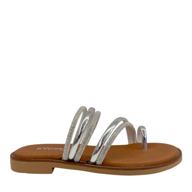 ΓΥΝΑΙΚΕΙΟ FLAT ΠΕΔΙΛΟ RAGAZZA ΔΕΡΜΑ ΧΑΛΚΟΣ ΣΤΡΑΣ 01120-SILVER