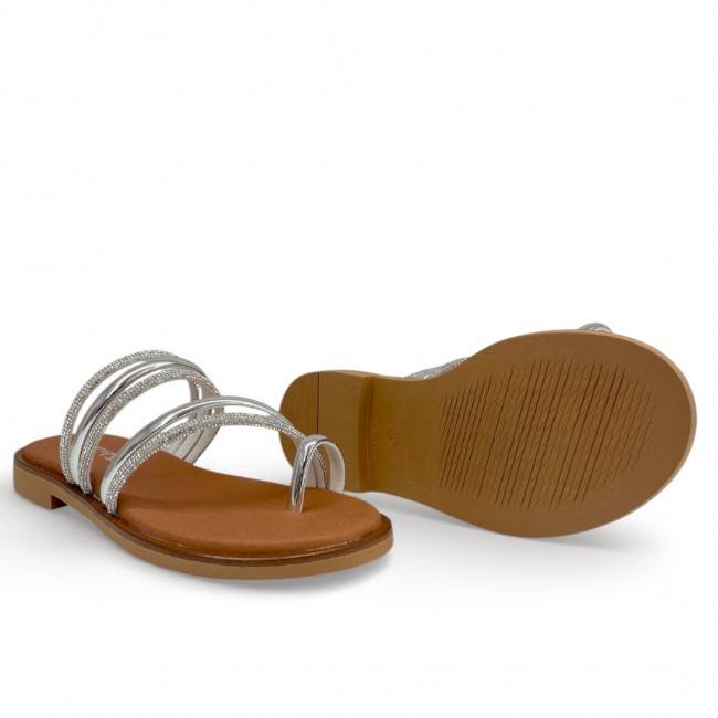 ΓΥΝΑΙΚΕΙΟ FLAT ΠΕΔΙΛΟ RAGAZZA ΔΕΡΜΑ ΧΑΛΚΟΣ ΣΤΡΑΣ 01120-SILVER