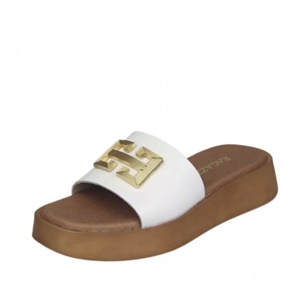 ΓΥΝΑΙΚΕΙΑ FLATFORMS ANATOMIKΑ ΣΑΝΔΑΛΙΑ RAGAZZA ΔΕΡΜΑ ΛΕΥΚΟ ΧΡΥΣΗ ΑΓΚΡΑΦΑ 01164-WHITE