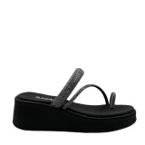 ΓΥΝΑΙΚΕΙΟ FLATFORM ΠΕΔΙΛΟ RAGAZZA ΔΕΡΜΑ ΜΑΥΡΟ ΑΣΗΜΙ ΣΤΡΑΣ 01130-BLACK