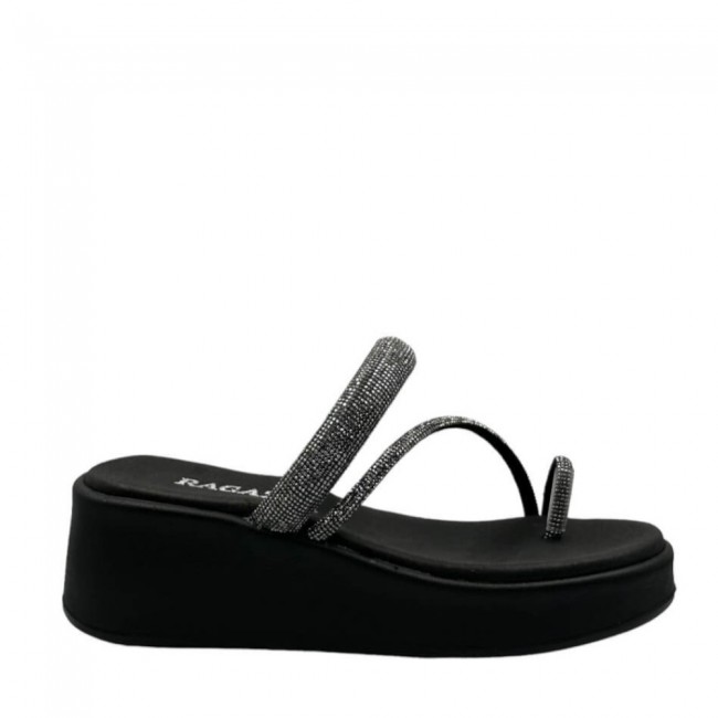 ΓΥΝΑΙΚΕΙΟ FLATFORM ΠΕΔΙΛΟ RAGAZZA ΔΕΡΜΑ ΜΑΥΡΟ ΑΣΗΜΙ ΣΤΡΑΣ 01130-BLACK