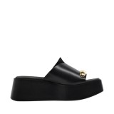 ΓΥΝΑΙΚΕΙΑ FLATFORMS RAGAZZA ΔΕΡΜΑ ΜΑΥΡΟ ΧΡΥΣΟ ΚΟΥΜΠΙ 01215-BLACK