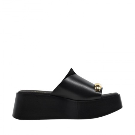ΓΥΝΑΙΚΕΙΑ FLATFORMS RAGAZZA ΔΕΡΜΑ ΜΑΥΡΟ ΧΡΥΣΟ ΚΟΥΜΠΙ 01215-BLACK