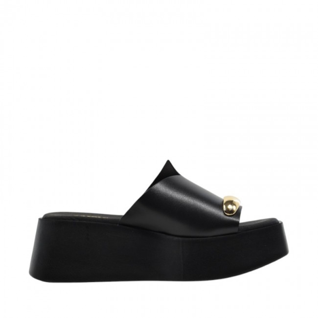 ΓΥΝΑΙΚΕΙΑ FLATFORMS RAGAZZA ΔΕΡΜΑ ΜΑΥΡΟ ΧΡΥΣΟ ΚΟΥΜΠΙ 01215-BLACK